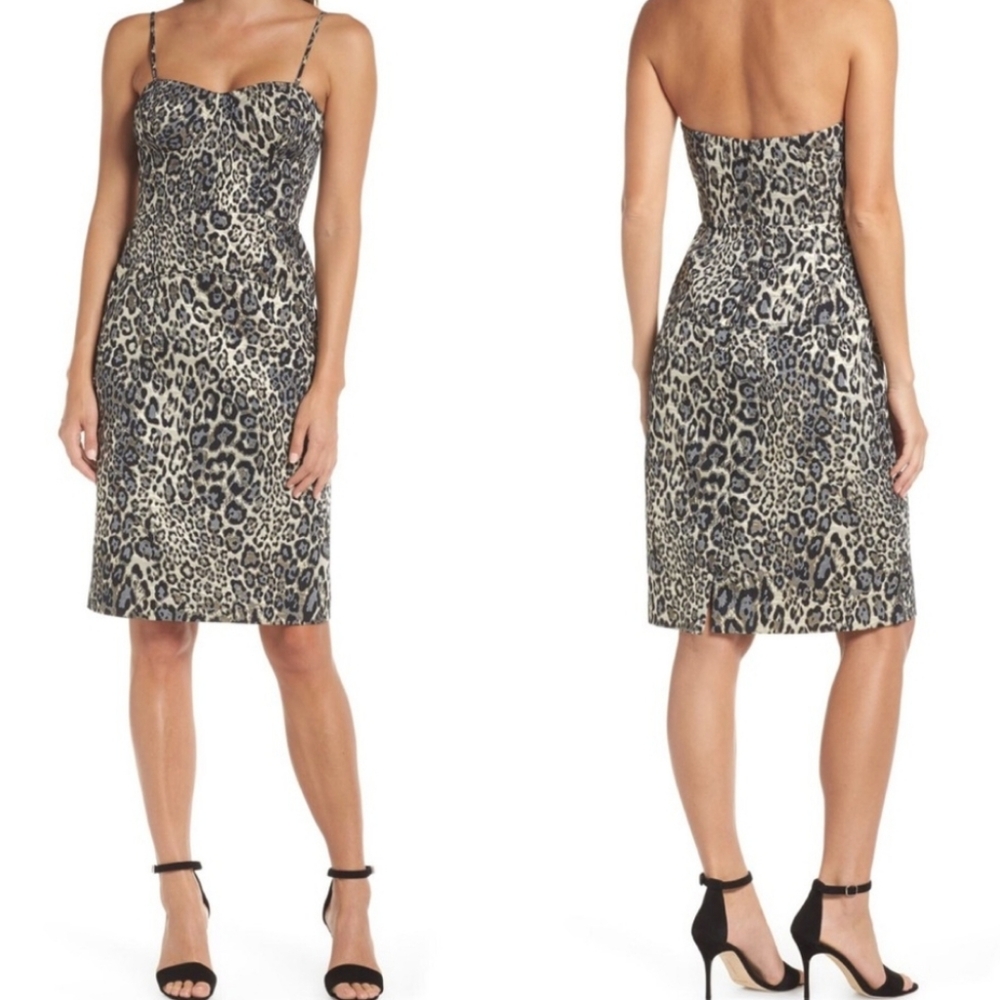 J. Crew Collection Animal Print Optional Spaghetti Strap Strapless Dress, Size 0